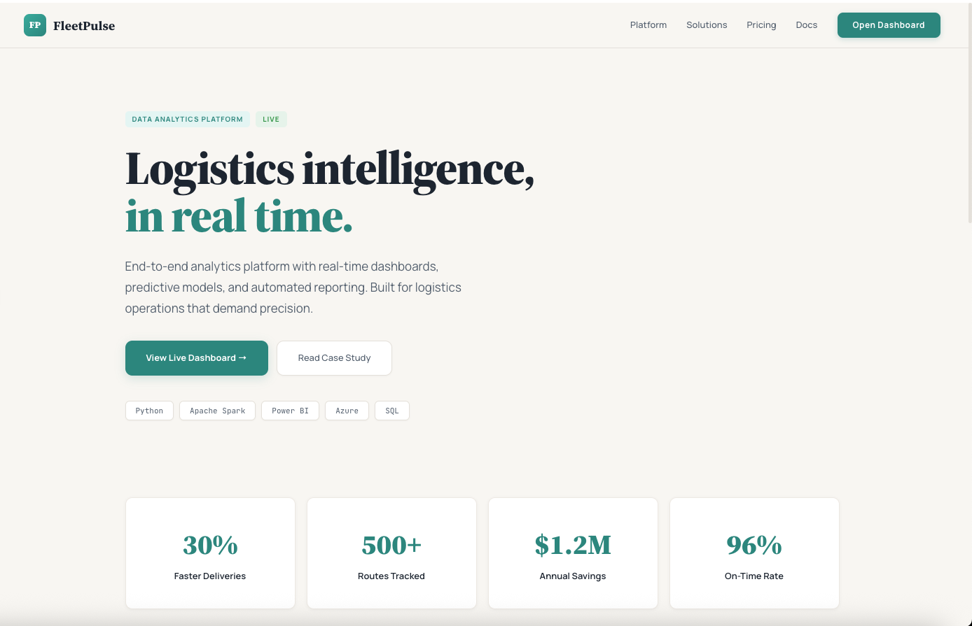 FleetPulse — Logistics Analytics & Route Intelligence Platform