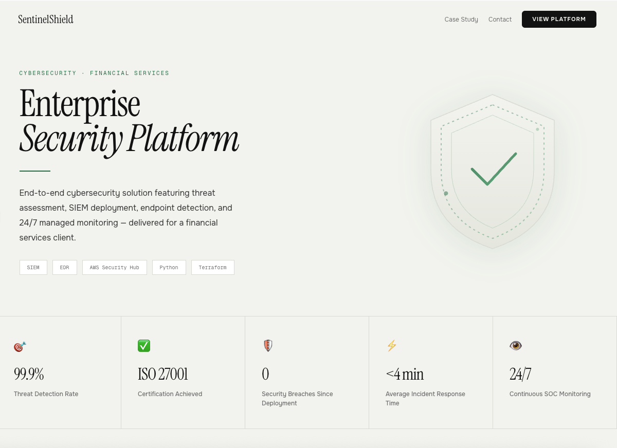 SentinelShield — Enterprise Cybersecurity Platform