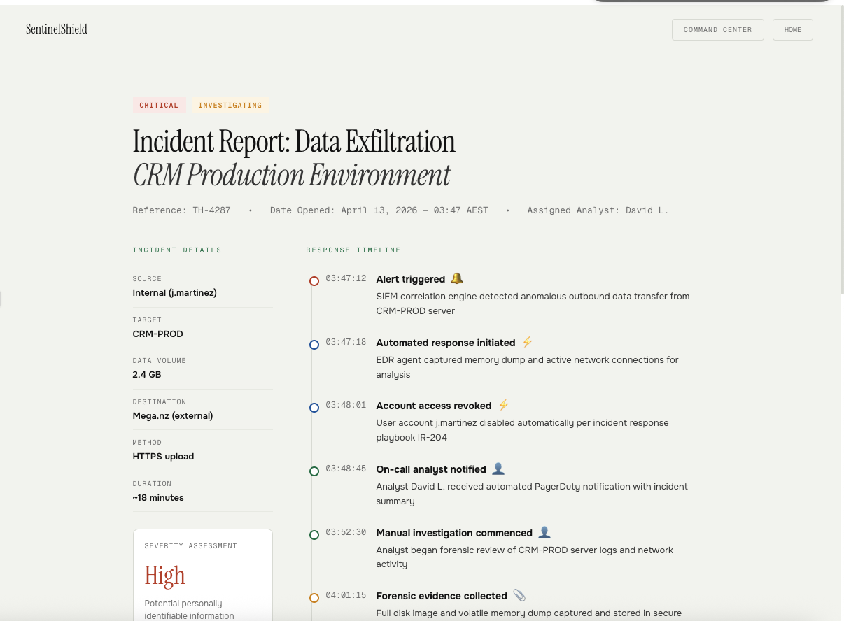SentinelShield — Enterprise Cybersecurity Platform — Screenshot 3