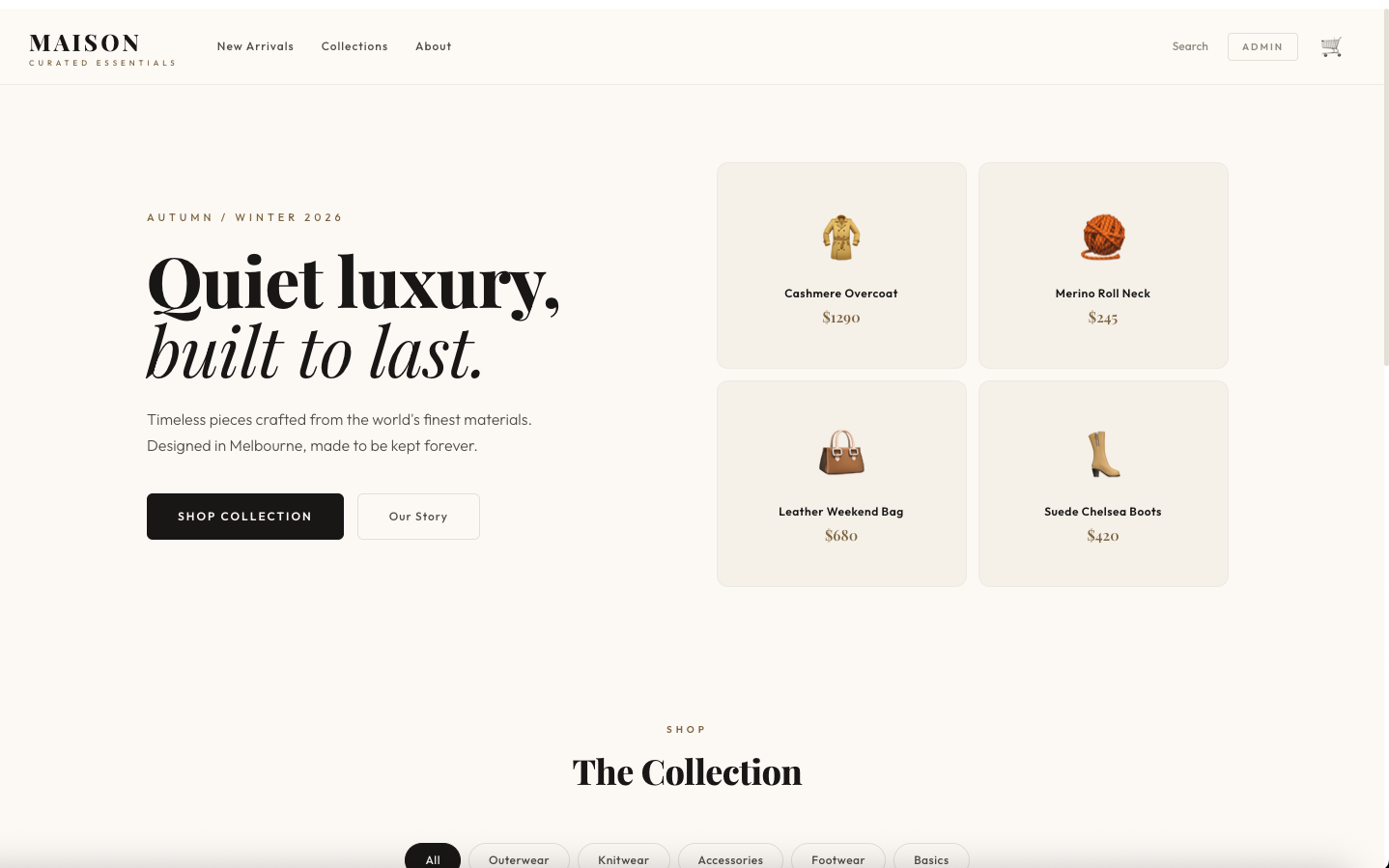Maison — Luxury E-Commerce Platform & Admin Dashboard