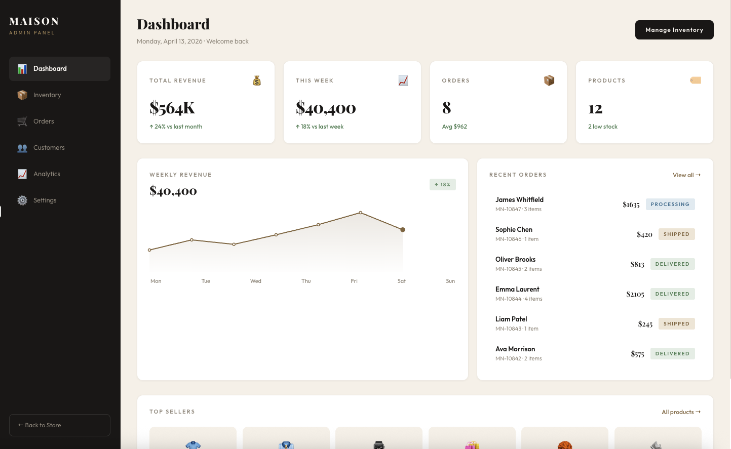 Maison — Luxury E-Commerce Platform & Admin Dashboard — Screenshot 2