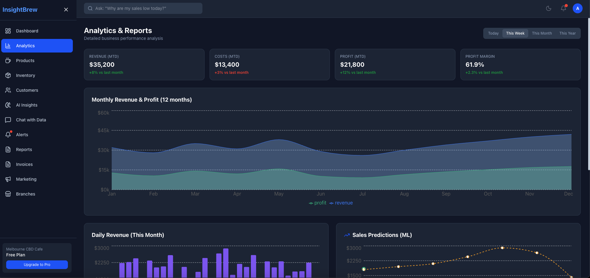 InsightBrew — Cafe Analytics Dashboard — Screenshot 2